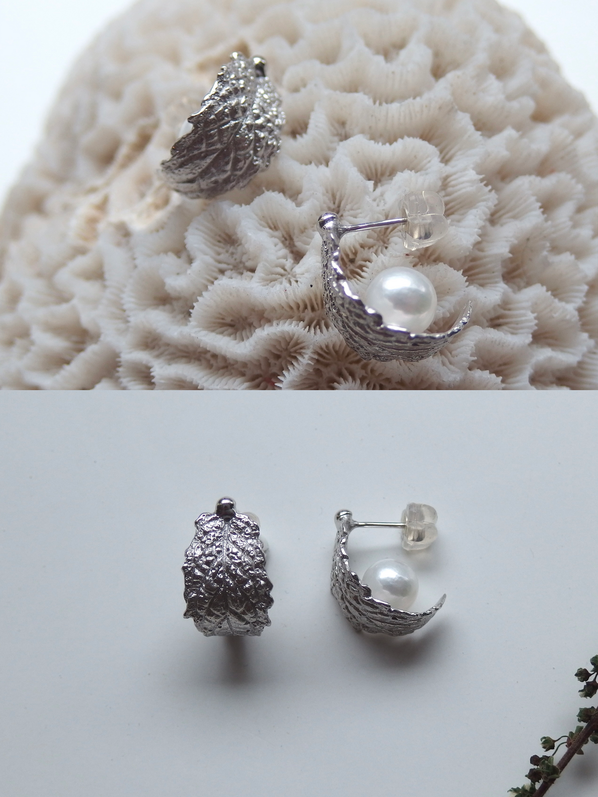 《Cotomi joaillière》リーフミントのパールピアス