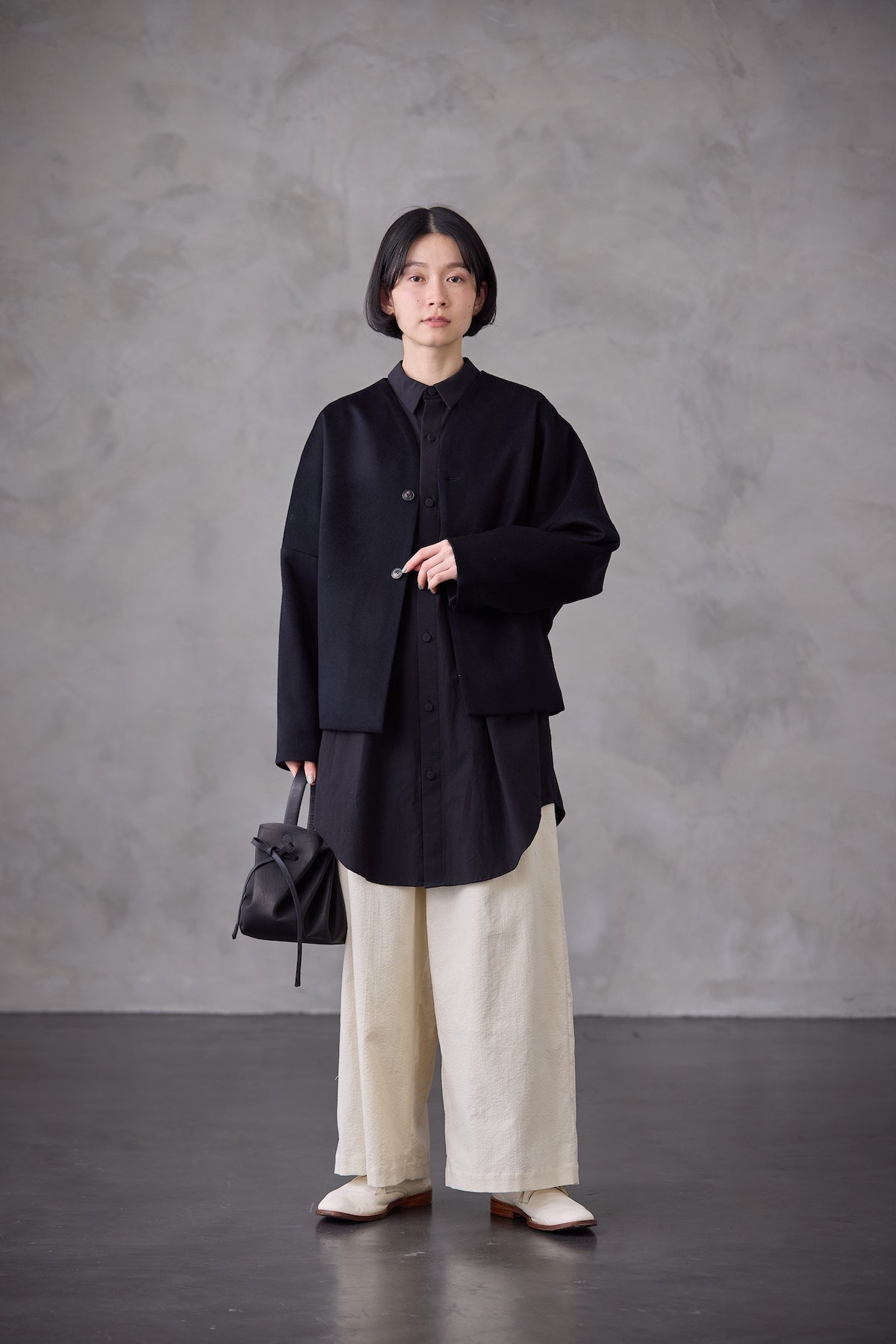 《the last flower of the afternoon》美しい季節Cropped Drop-Shoulder Coat