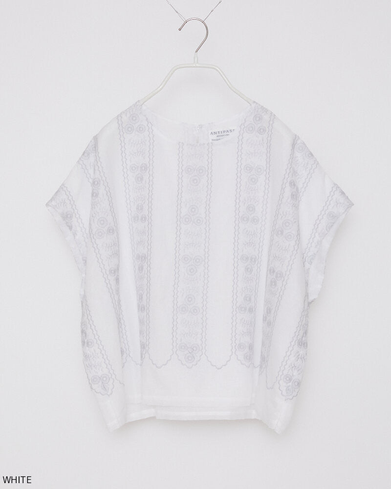 【NEW】ET256 / COTTON LAWN TOPS WITH EMBROIDERY / WHITE