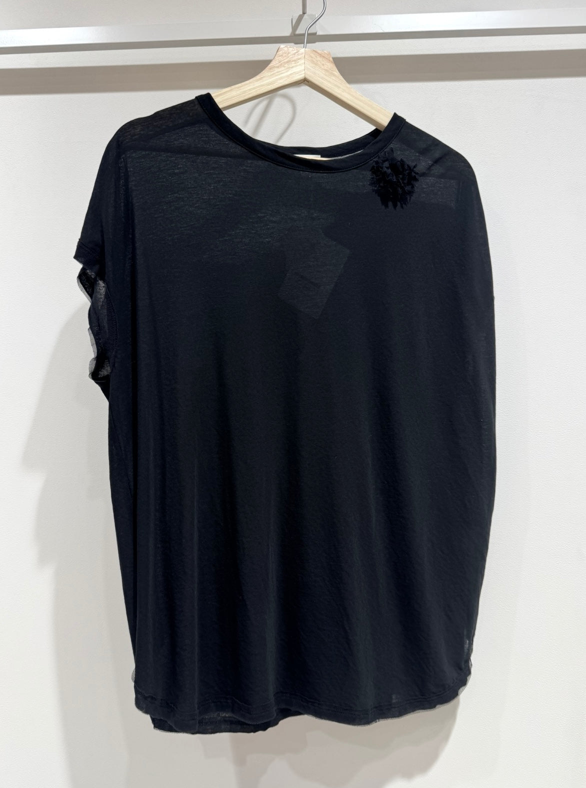 KNT273 / COTTON T-SHIRT w/MESH / BLACK