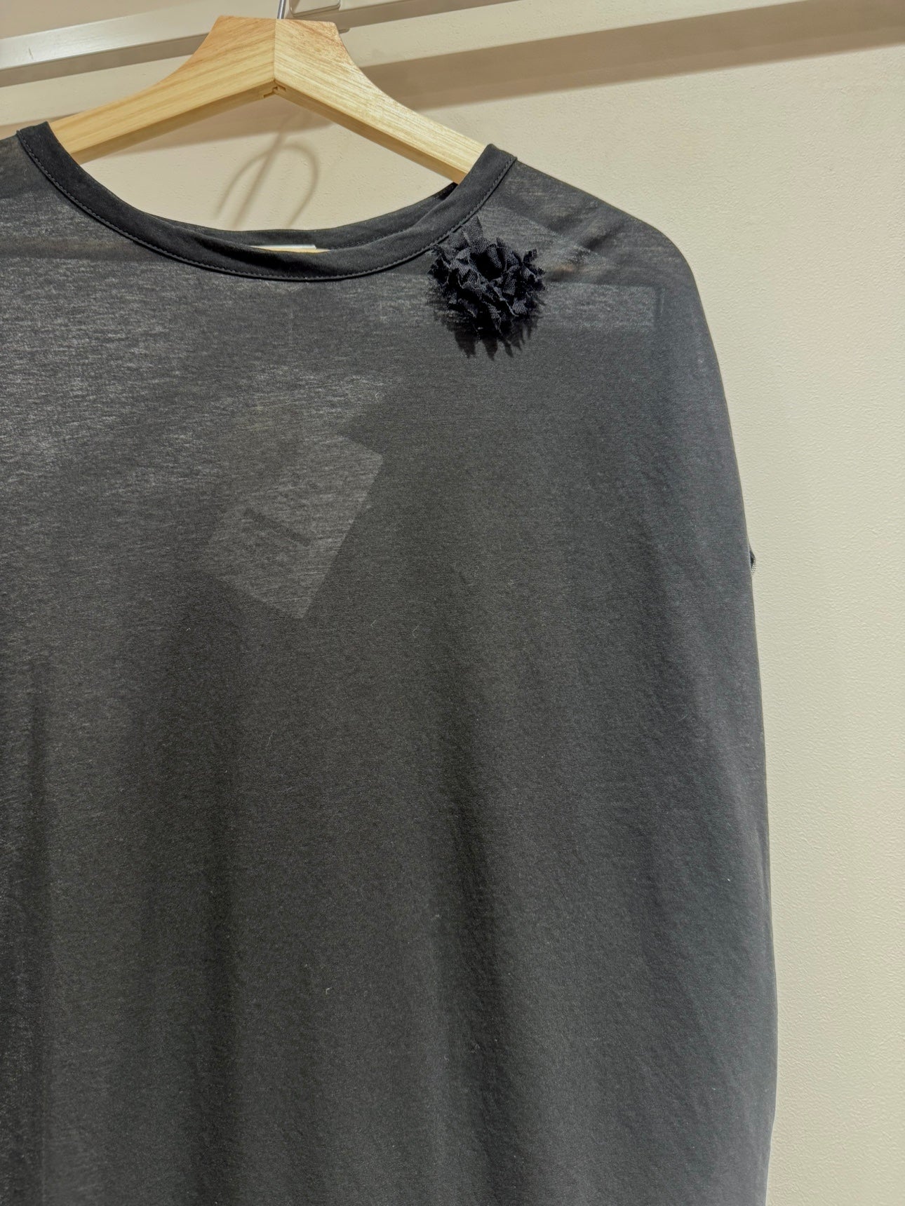 KNT273 / COTTON T-SHIRT w/MESH / BLACK