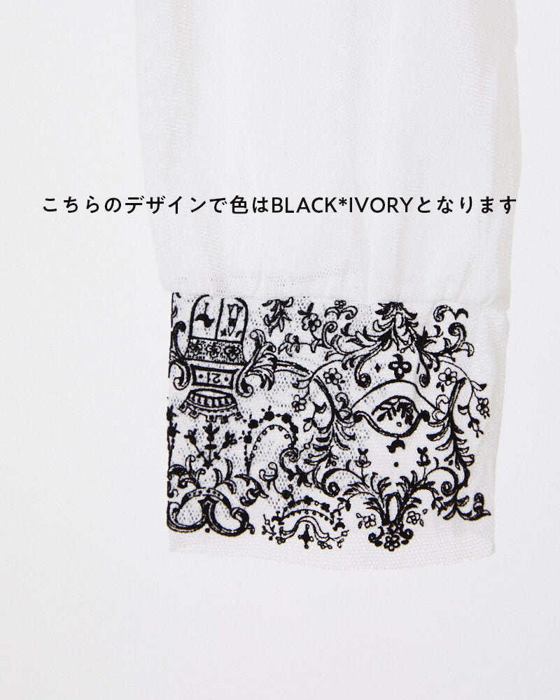 **MESH:BLACK**MESH SHIRT WITH FLOCK / BLACK*IVORY