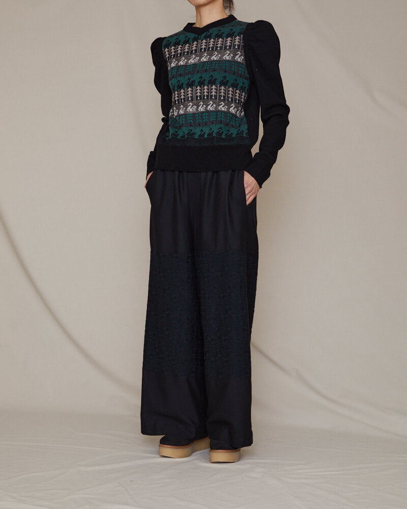 SOCK KNIT PULLOVER / NAVY*CHARCOAL