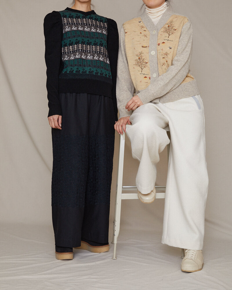 SOCK KNIT PULLOVER / NAVY*CHARCOAL