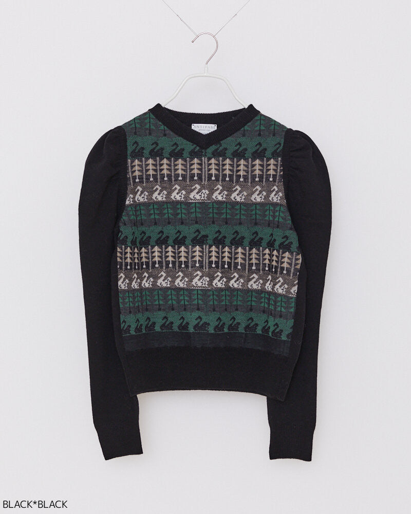 SOCK KNIT PULLOVER /BLACK*BLACK