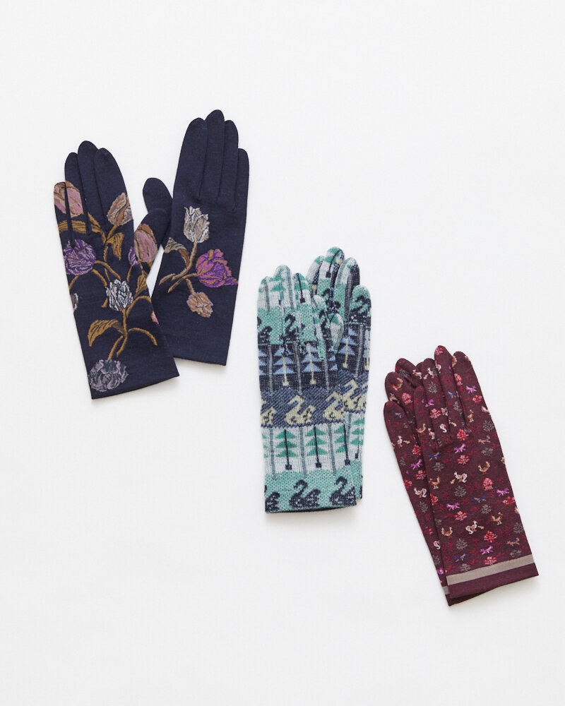 SOCK KNIT GLOVES / NG1-809 / ROSE WALL / BLACK