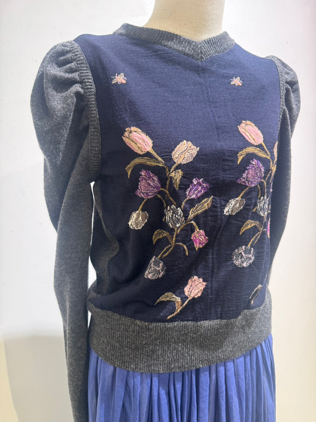 SOCK KNIT PULLOVER / NAVY*CHARCOAL