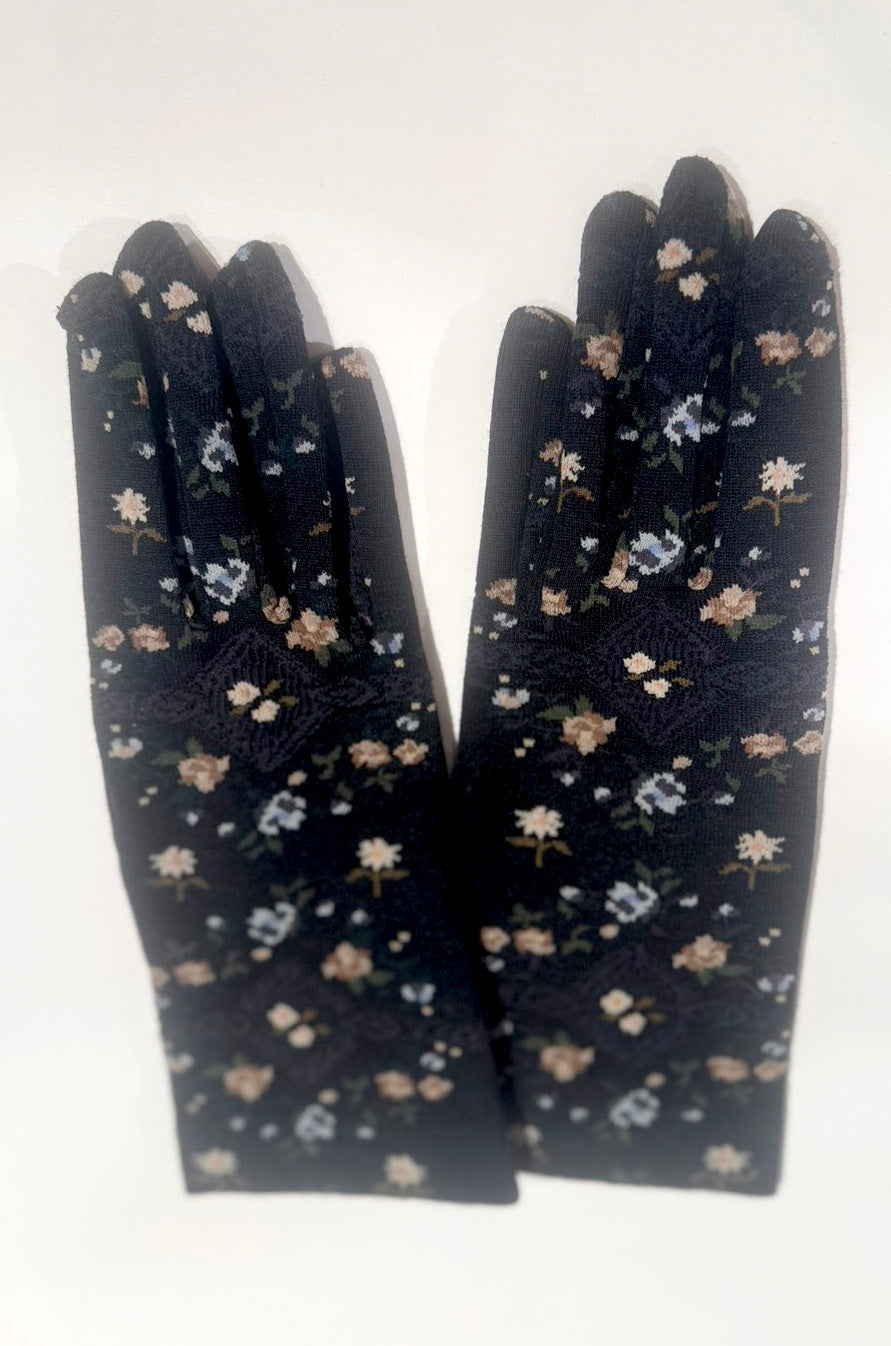 SOCK KNIT GLOVES / NG1-809 / ROSE WALL / BLACK