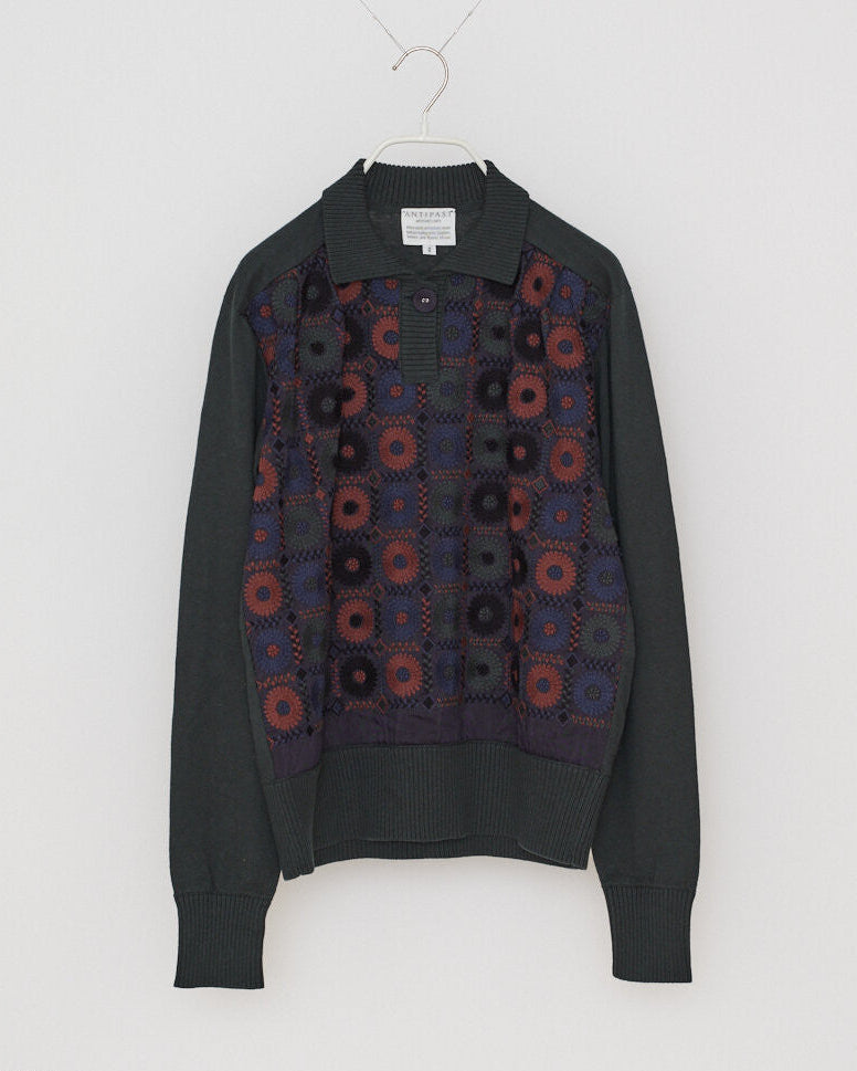 KNIT POLO SHIRTS W/EMBROIDERY FABRIC