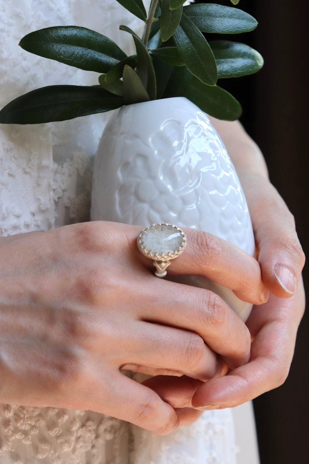 《ussa jewelry》Lily garden ring ホワイトガーデンクォーツ