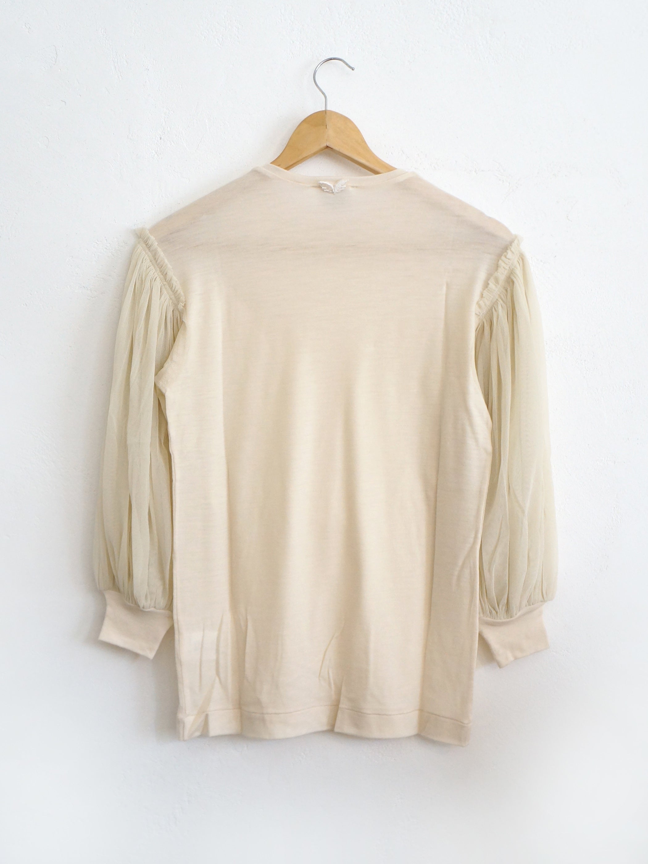 WOOL JERSEY T W/MESH SLEEVES