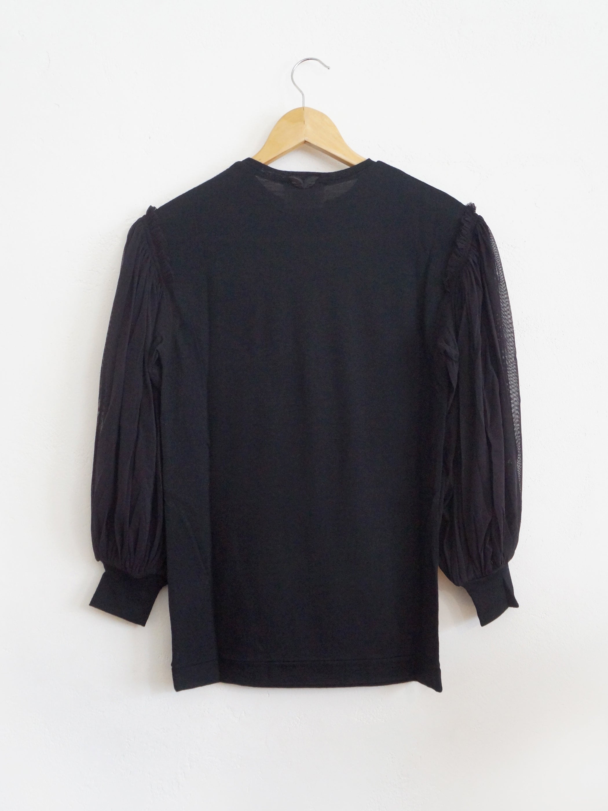 WOOL JERSEY T W/MESH SLEEVES