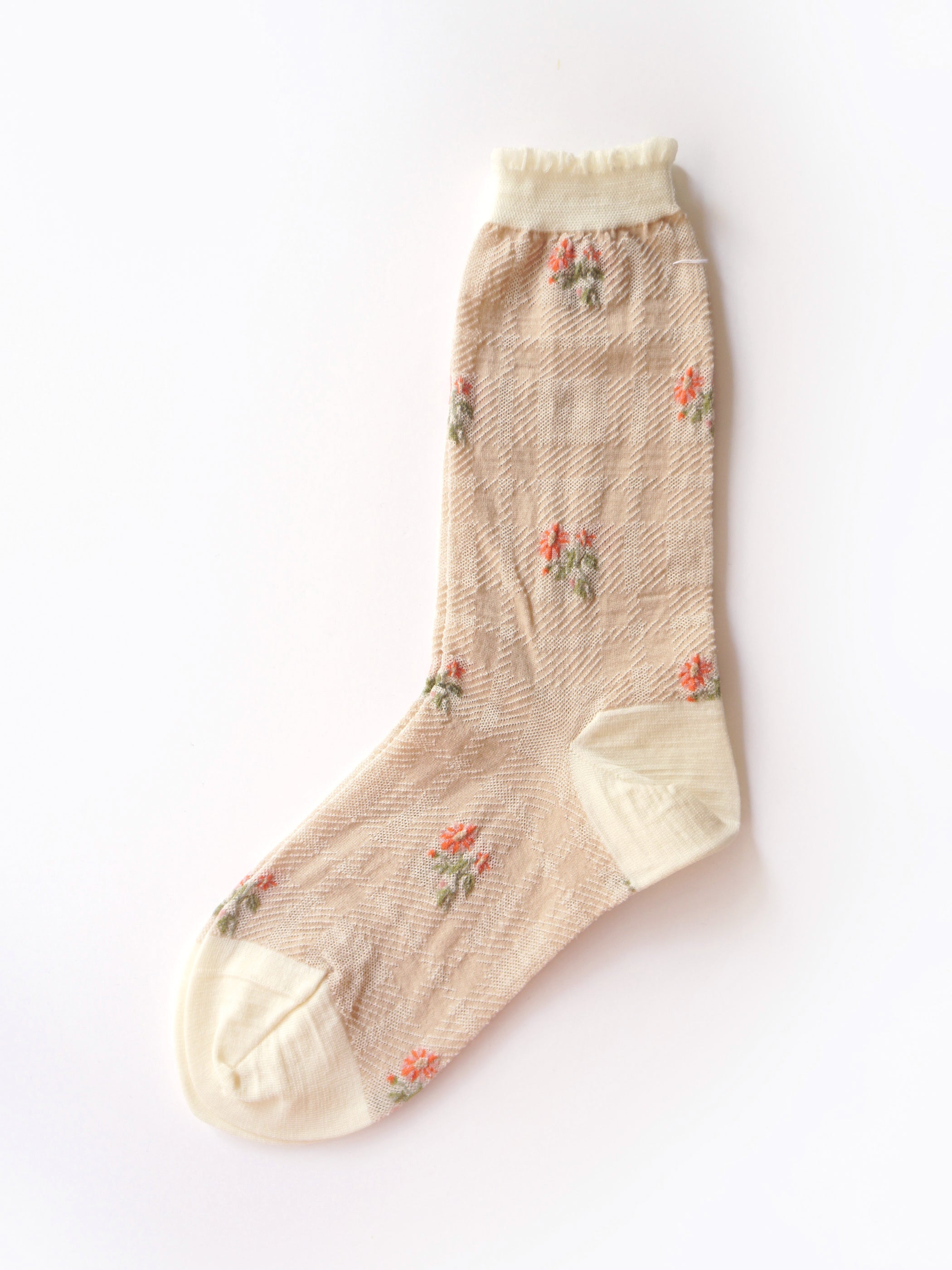 FLOWERS ON CHECK SOCKS