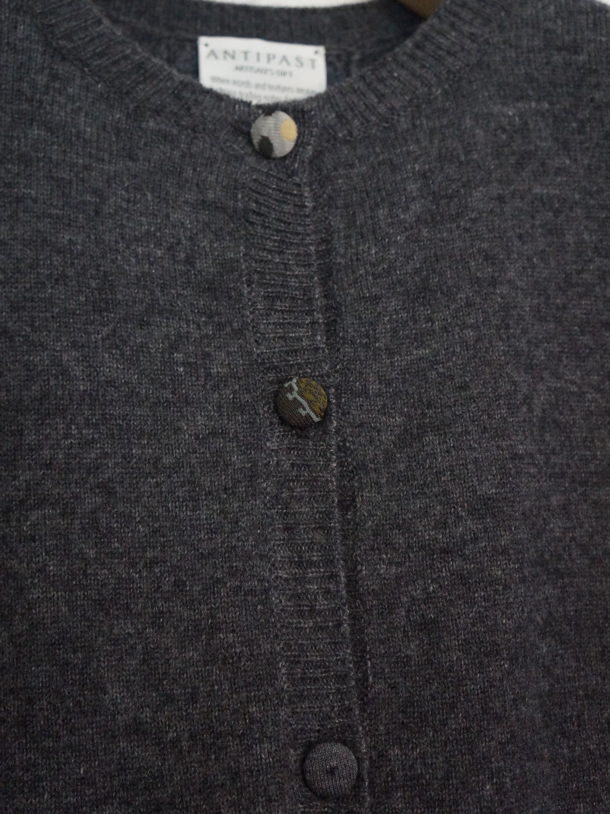 SOCK KNIT PATCH WORK CARDIGAN CHARCOAL