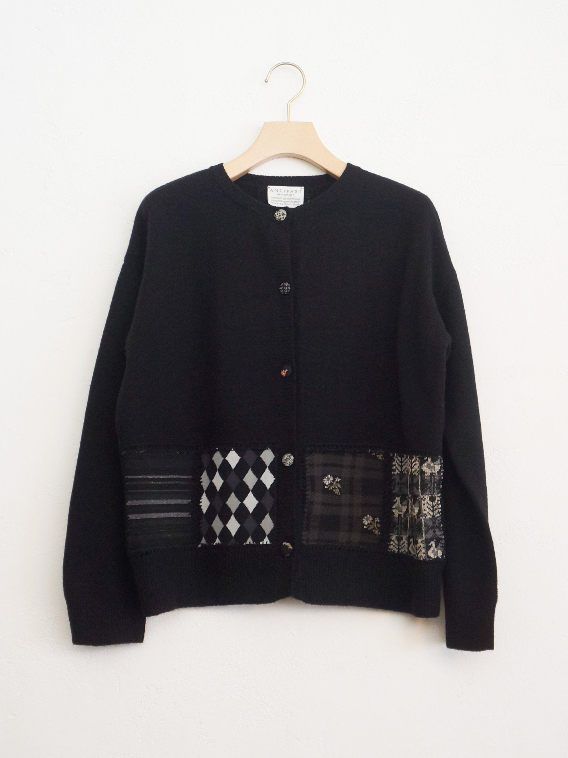 SOCK KNIT PATCH WORK CARDIGAN BLACK