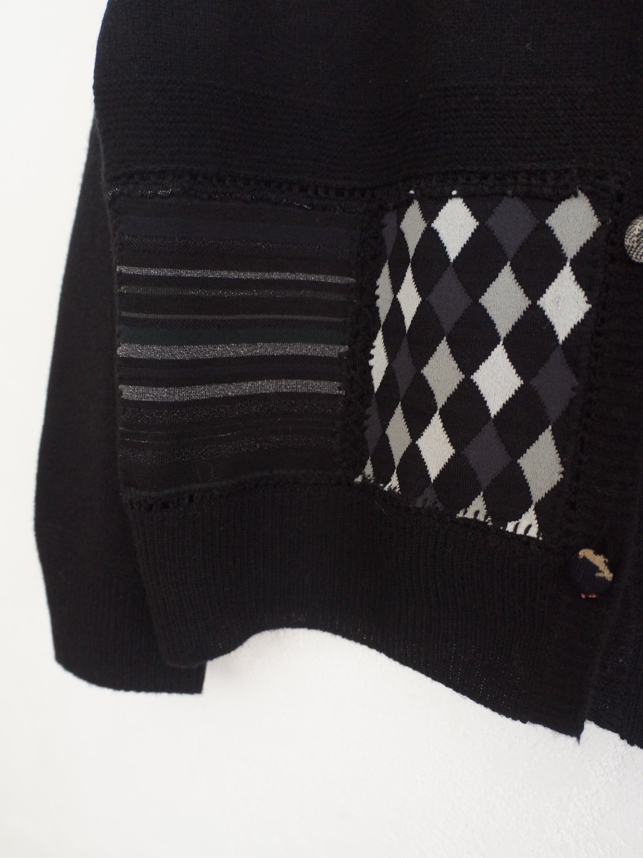 SOCK KNIT PATCH WORK CARDIGAN BLACK