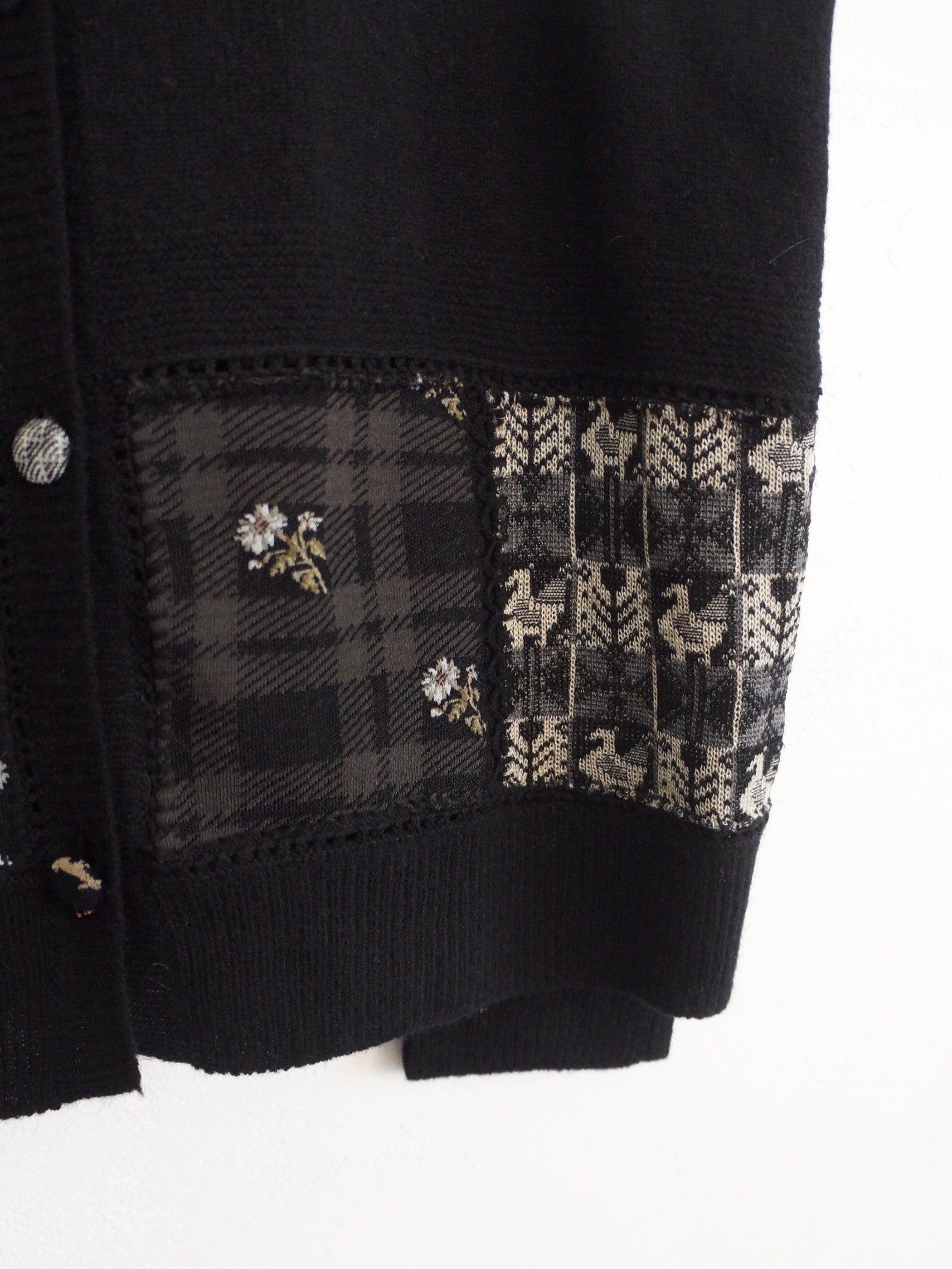 SOCK KNIT PATCH WORK CARDIGAN BLACK