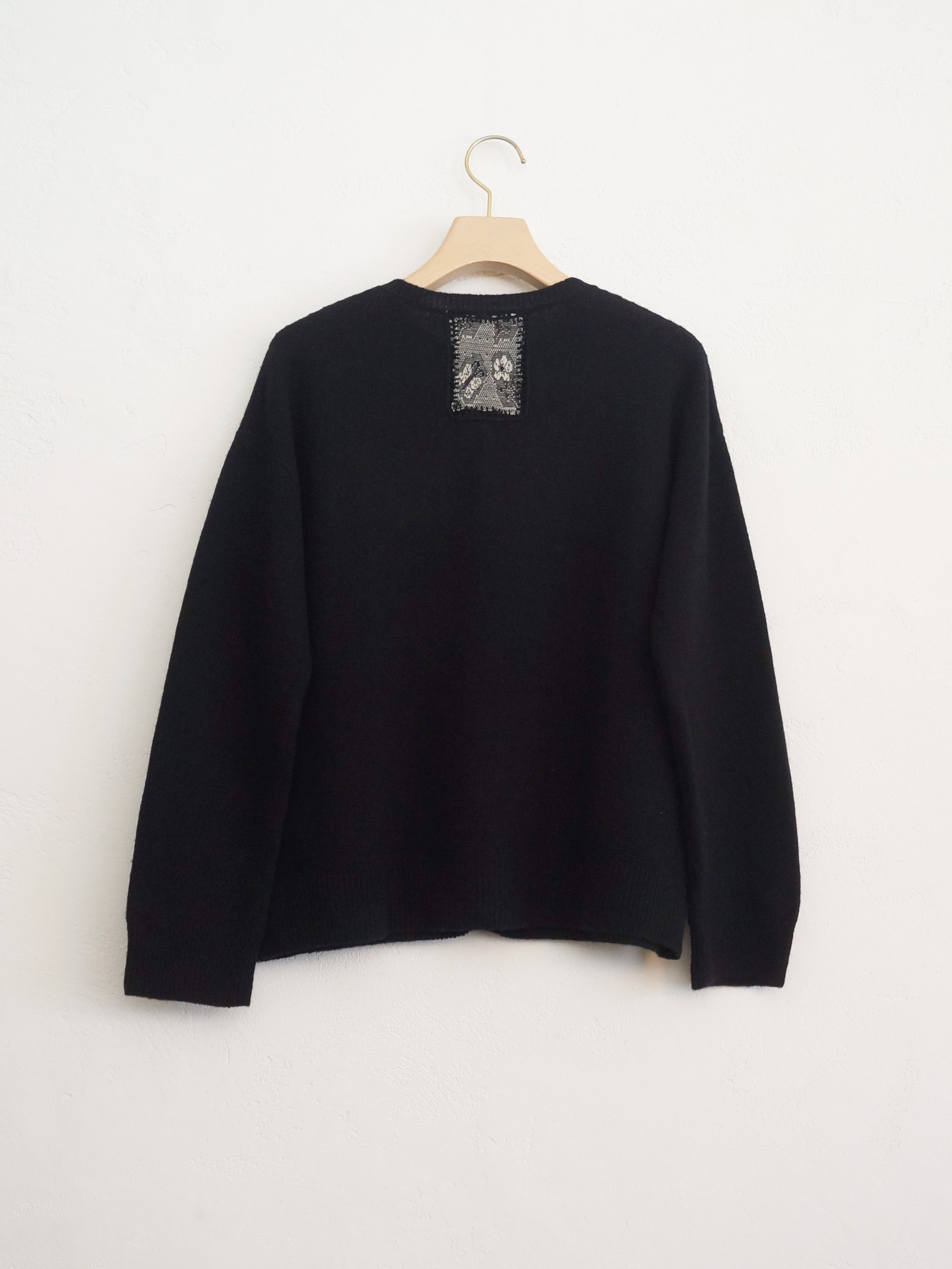 SOCK KNIT PATCH WORK CARDIGAN BLACK