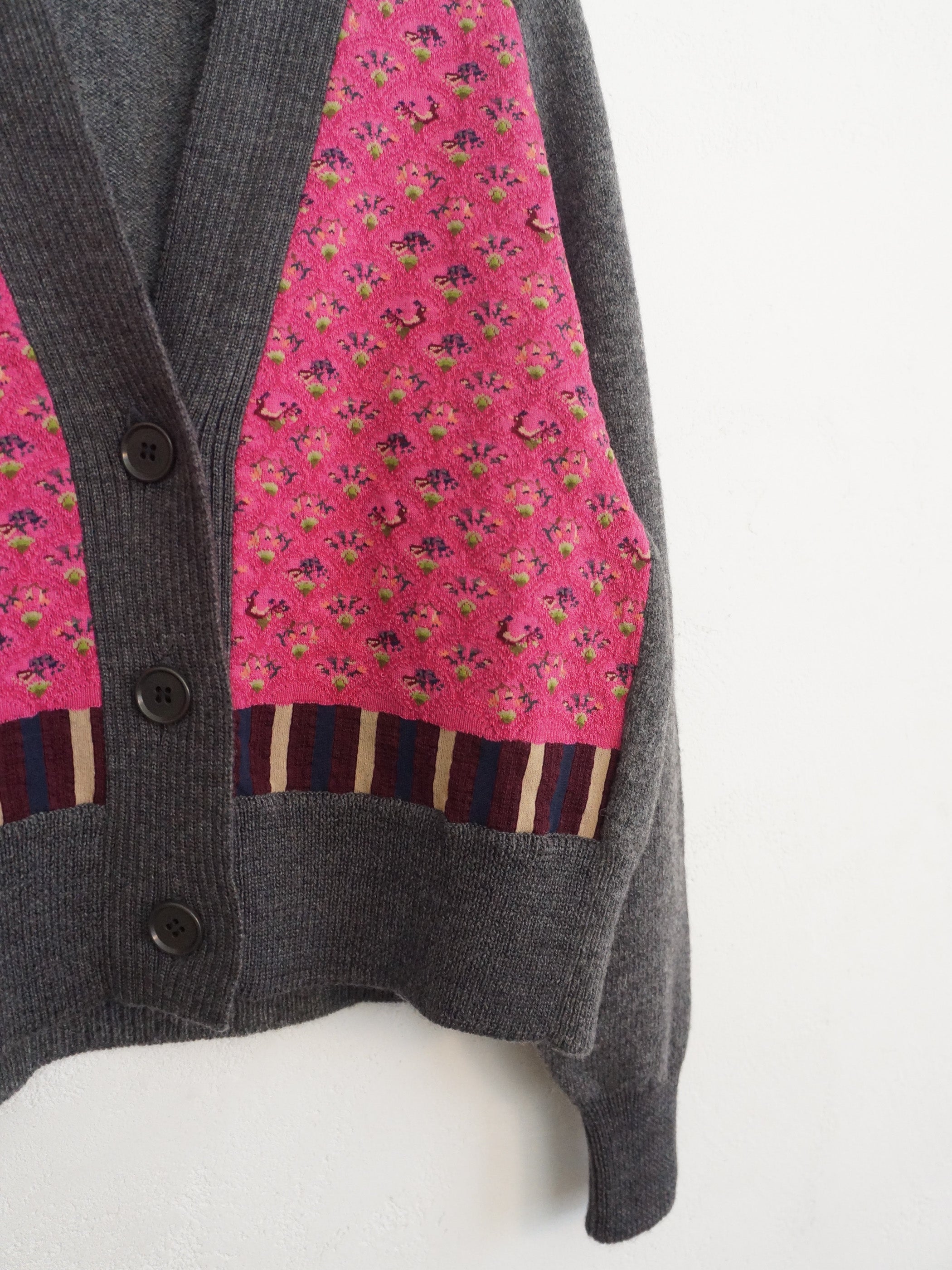 SOCK KNIT V-CARDIGAN MAGENTA*M.GREY