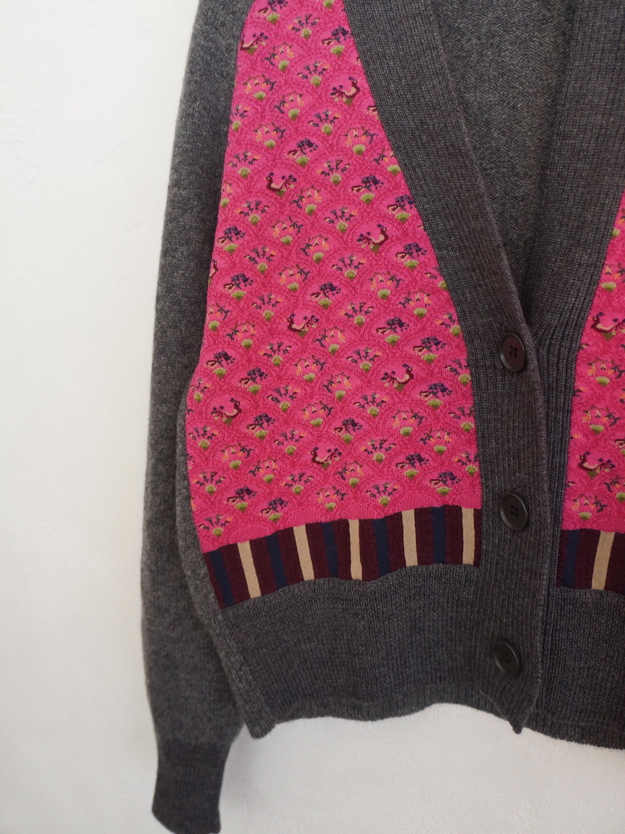 SOCK KNIT V-CARDIGAN MAGENTA*M.GREY