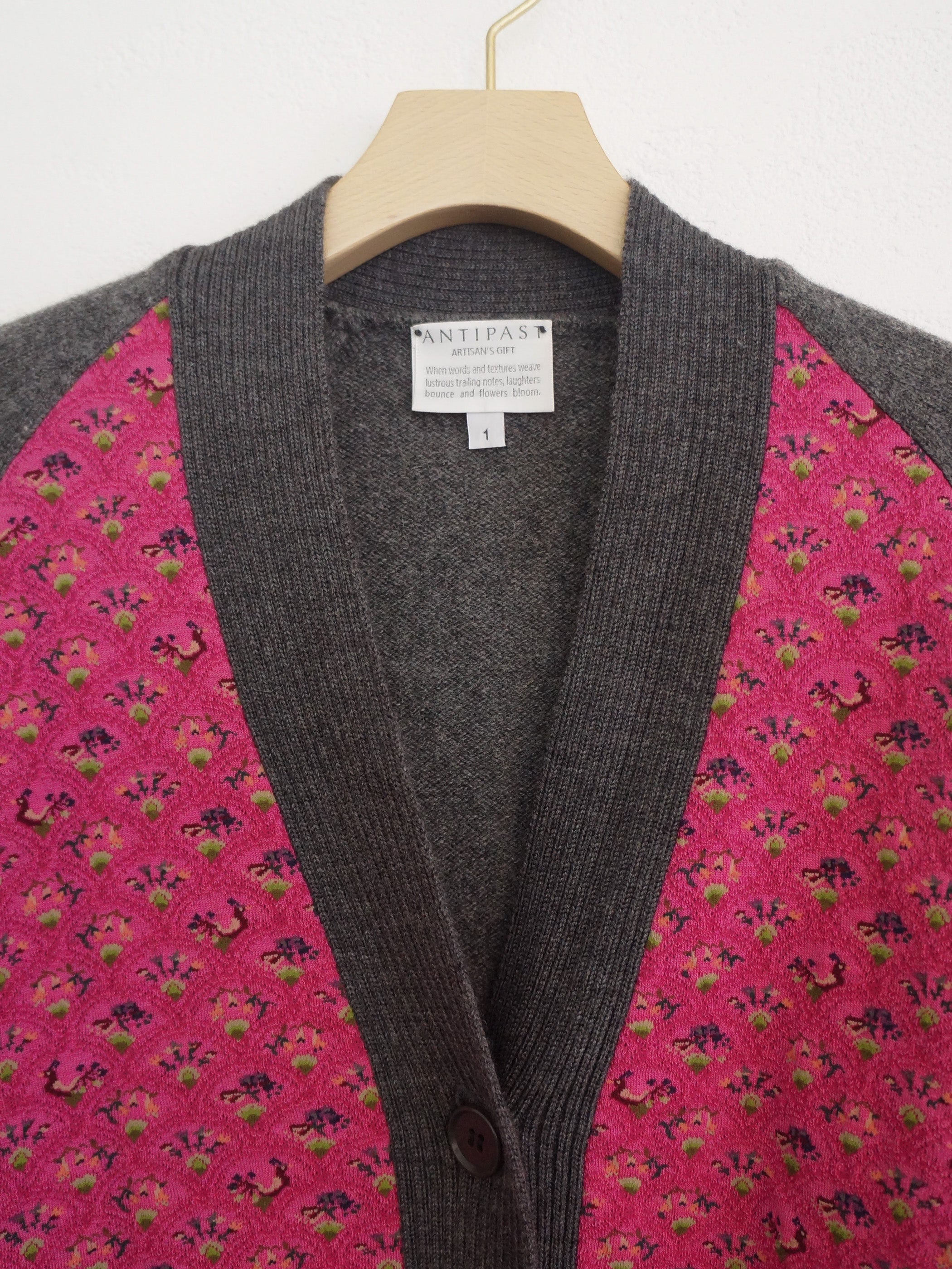 SOCK KNIT V-CARDIGAN MAGENTA*M.GREY