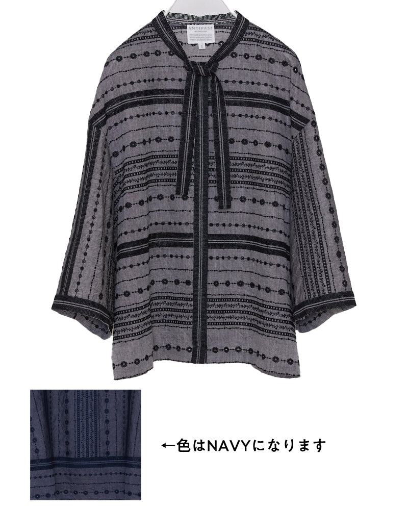 【NEW】EB246 / EMBROIDERY BLOUSE / NAVY