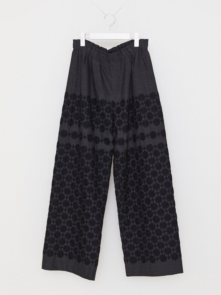 MARGARET EMBROIDERY PANTS CHARCOAL