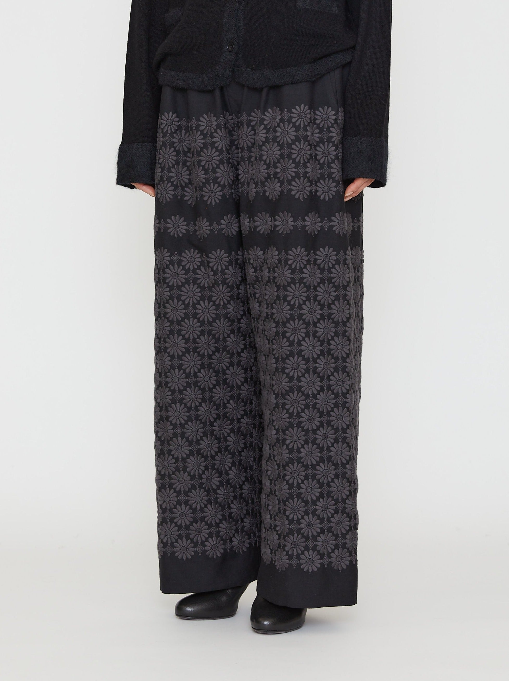 MARGARET EMBROIDERY PANTS BLACK