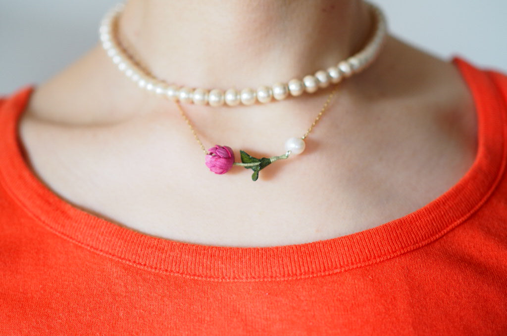 革の花蕾 Bouton Pearl necklace