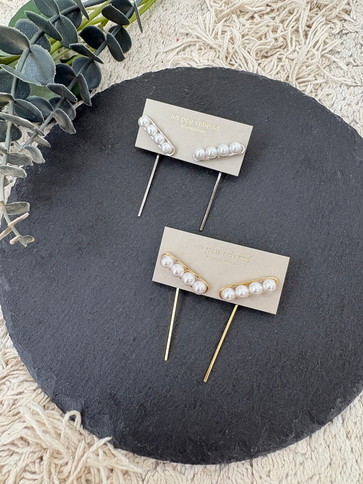 〈un peu rebond〉pearl line pierce&earring