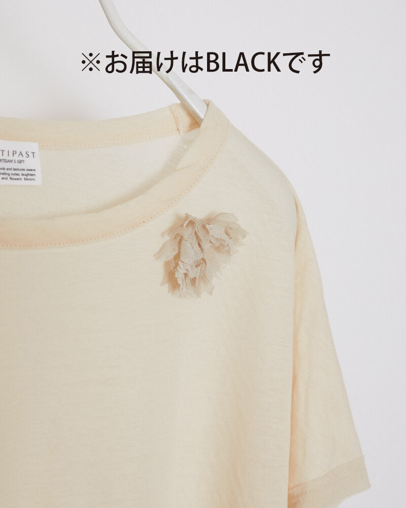 KNT273  / COTTON T-SHIRT w/MESH / BLACK