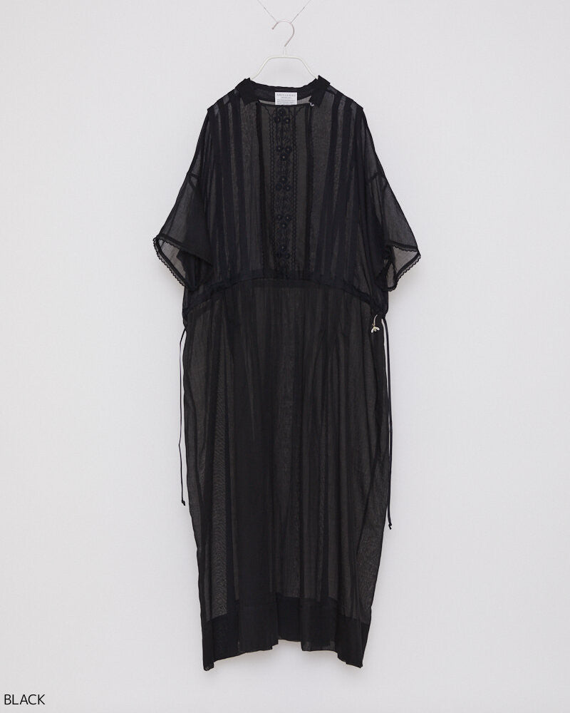 LOP110  / COTTON LAWN DRESS WITH EMBROIDERY / BLACK