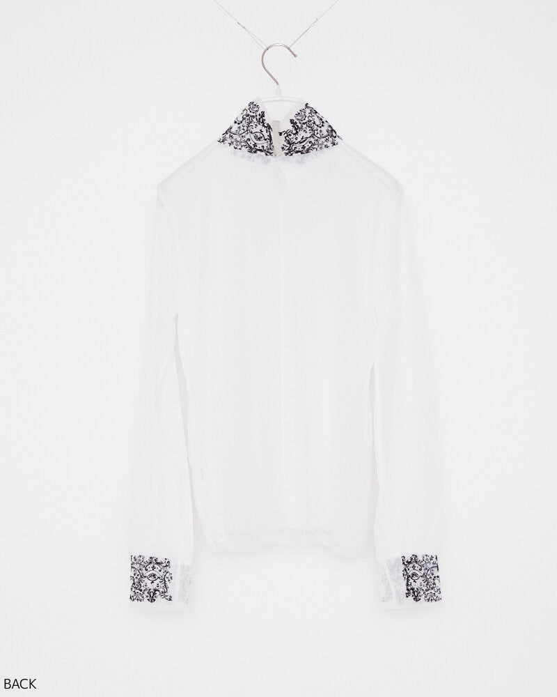 **MESH:BLACK**MESH SHIRT WITH FLOCK / WHITE*BLACK