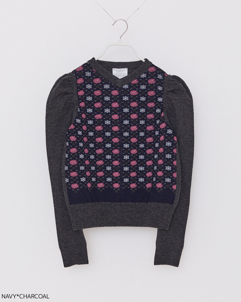 SOCK KNIT PULLOVER / NAVY*CHARCOAL