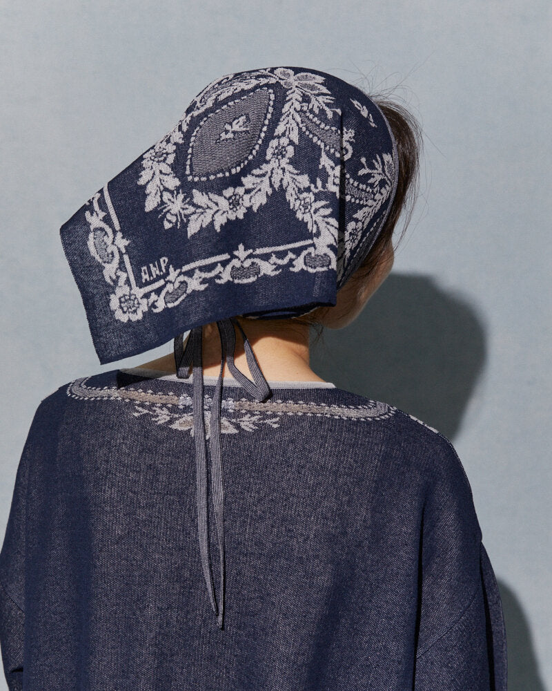 SO313 / JACQUARD KNIT SCARF / BLACK