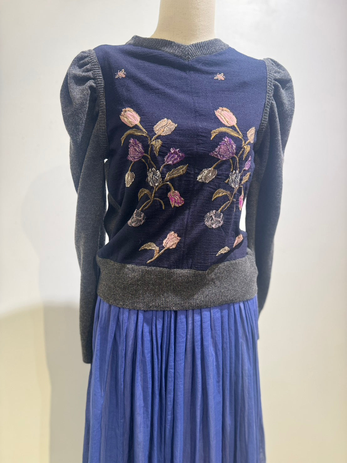 SOCK KNIT PULLOVER / NAVY*CHARCOAL