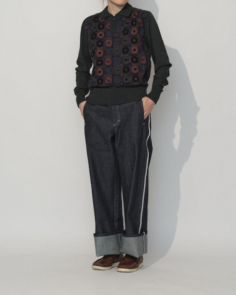 KNIT POLO SHIRTS W/EMBROIDERY FABRIC