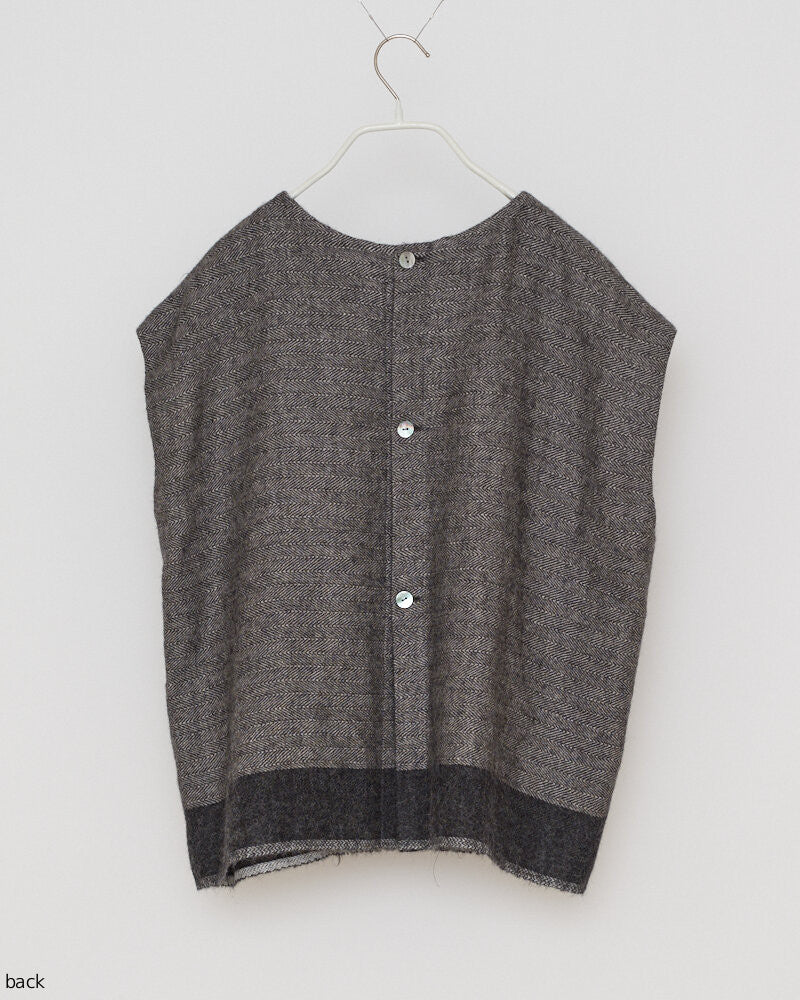 LINEN ALPACA HERRINGBONE VEST W/FLOCK