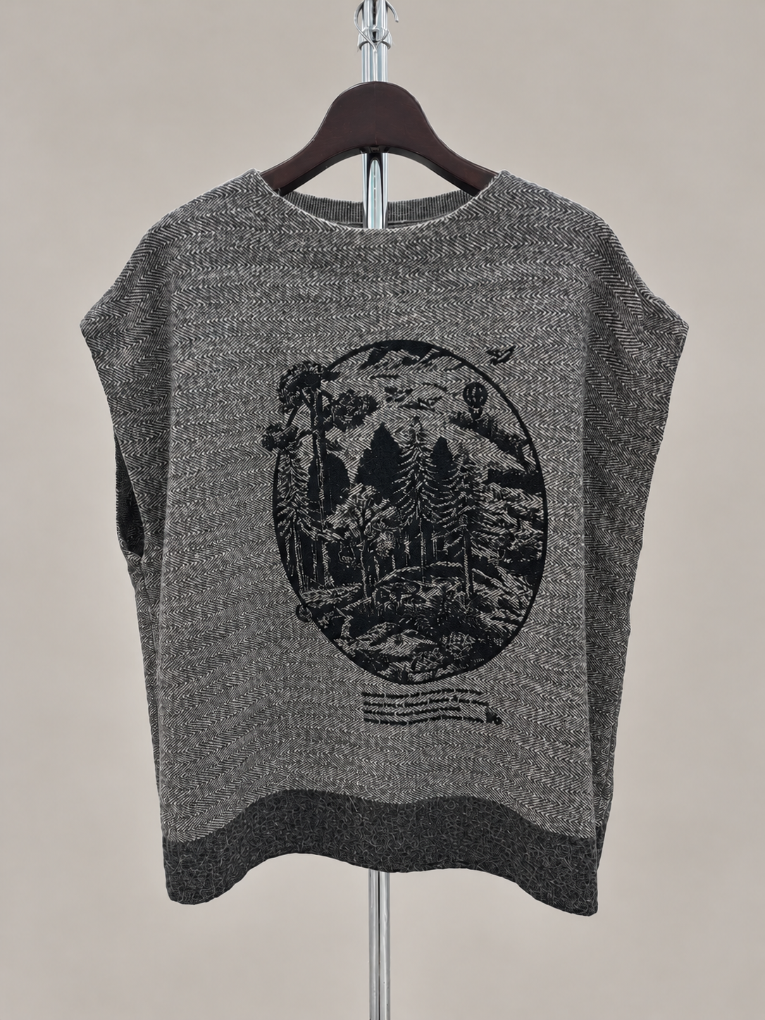 LINEN ALPACA HERRINGBONE VEST W/FLOCK