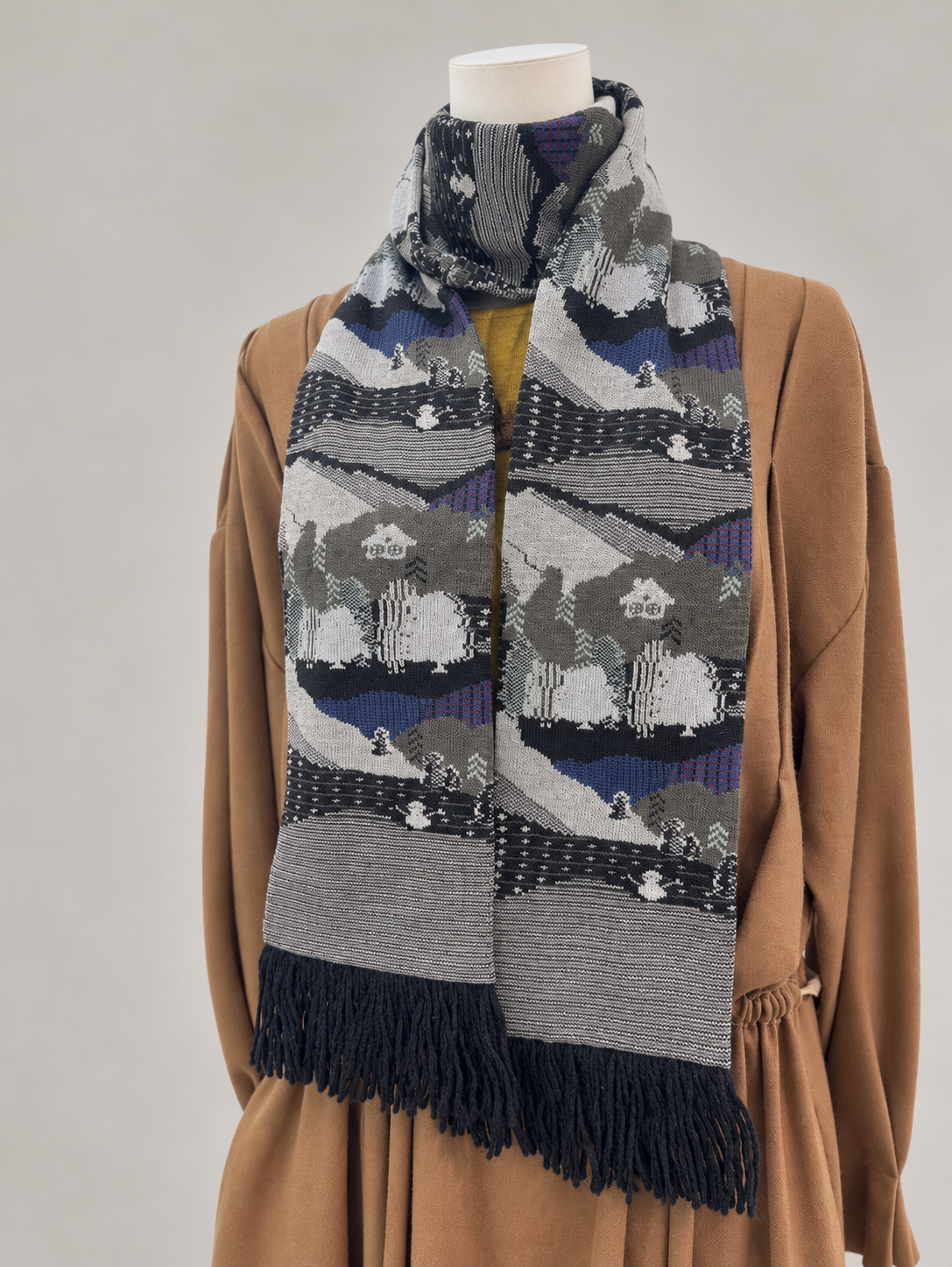 SOCK KNIT MUFFLER W/FRINGE