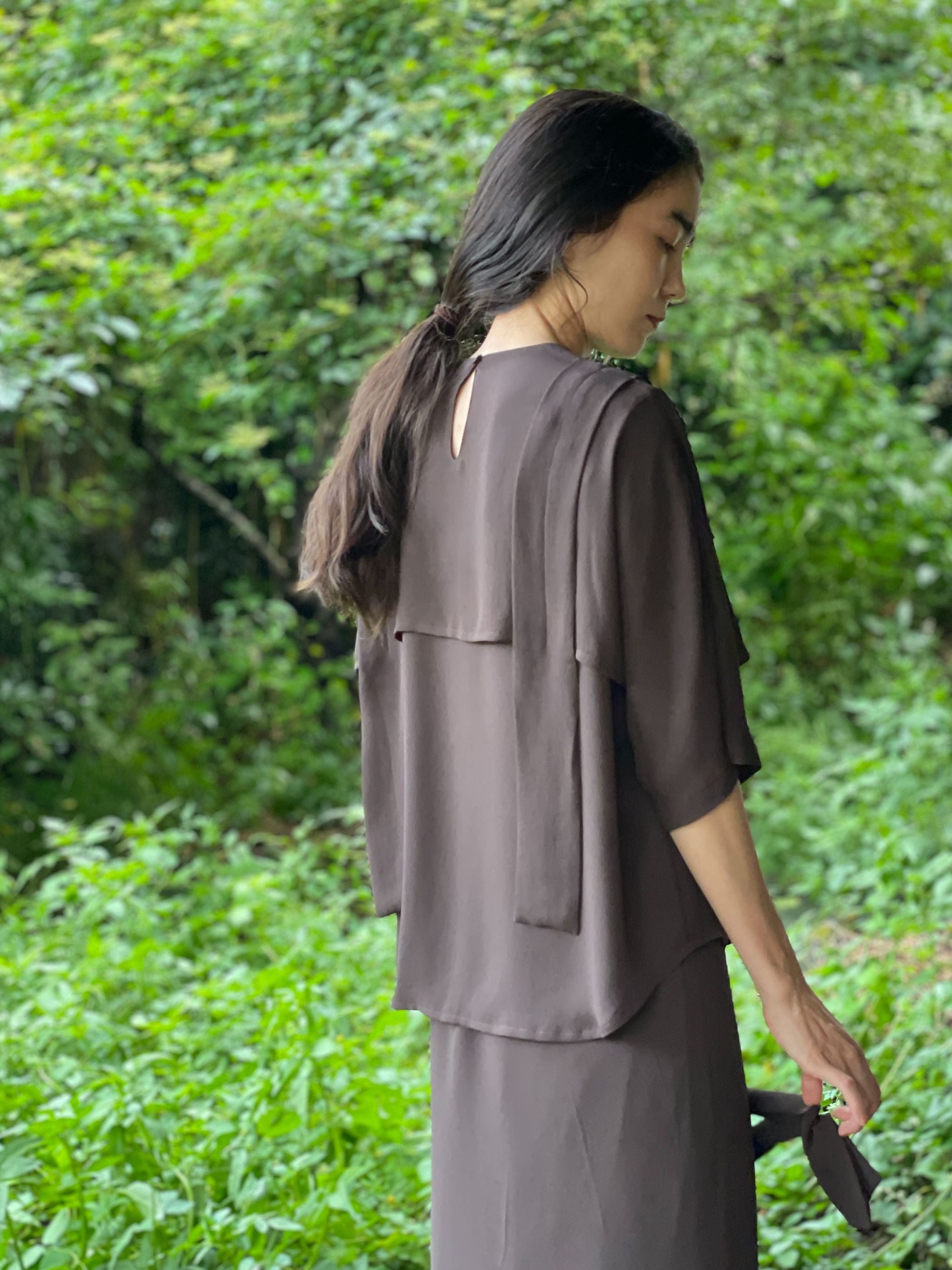 dark brown blouse