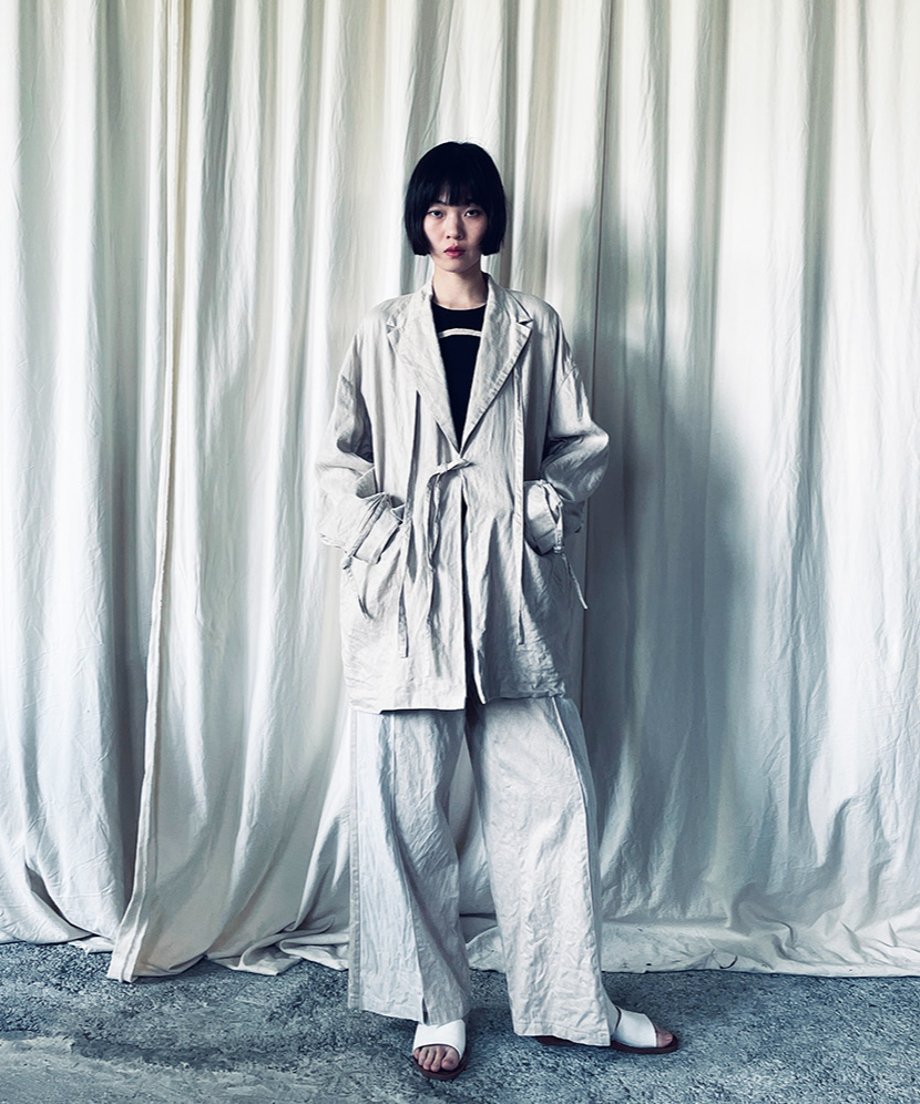 pt-56B / beige wide pants